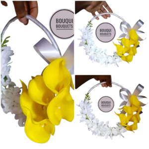 Yellow & White Artificial Calla Lily Floral Hoop