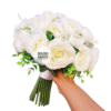Classic ivory bouquet with green stems, perfect for weddings