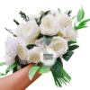 Artificial ivory rose bouquet with natural-looking green stems, hand-tied for weddings and décor